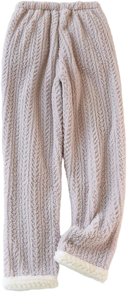 [Naynfenl] ルームパンツ 秋冬 レディース もこもこ 暖かい パンツ 部屋着 裏起毛 ルームウェア ボトムス 女性 可愛い 長ズボン 家着 ふわふわ ロングパンツ ポケット付き 4色展開