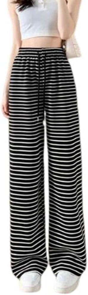 レディース ルームパンツ ウエストゴム ロング丈 女の子 リラックス パンツ ズボン ルームウェア ボーダー柄 ロング丈 女性 婦人 大人 リラックスパンツ お部屋 パンツ ルームパンツ 部屋着 ホワイト ブラック