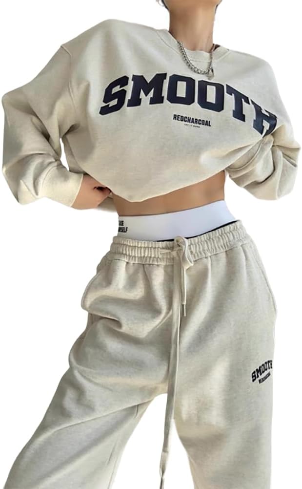 [NOLCCTN] スウェット セットアップ レディース おしゃれ トレーナー ロングパンツ 2点セット 韓国 ジャージ 上下セット ルームウェア 部屋着 長袖 カジュアル スポーツウェア 日常